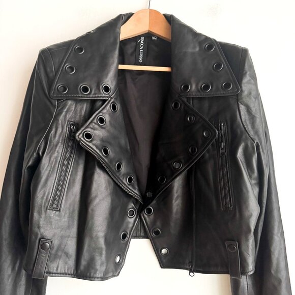 Giacca Lusso Lambskin Buttery Soft Cropped Leather Jacket XL - Picture 2 of 5